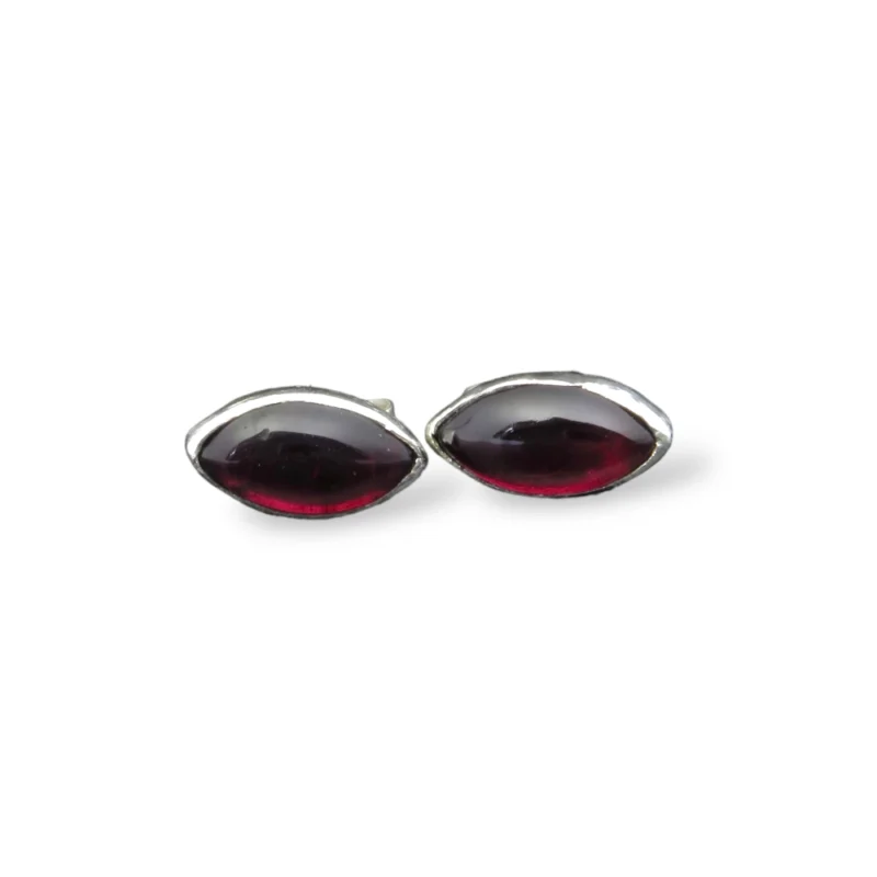 sterling silver and 10x5mm Garnet earrings